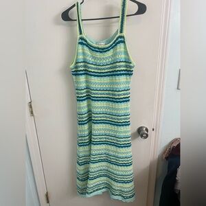 Jessica Simpson NWOT Crochet Blue & Yellow Striped Knit Sundress